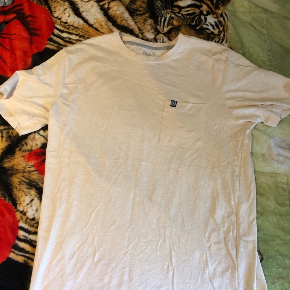 Chaps Cream Short Sleeve Tee Classic Crew Neck
